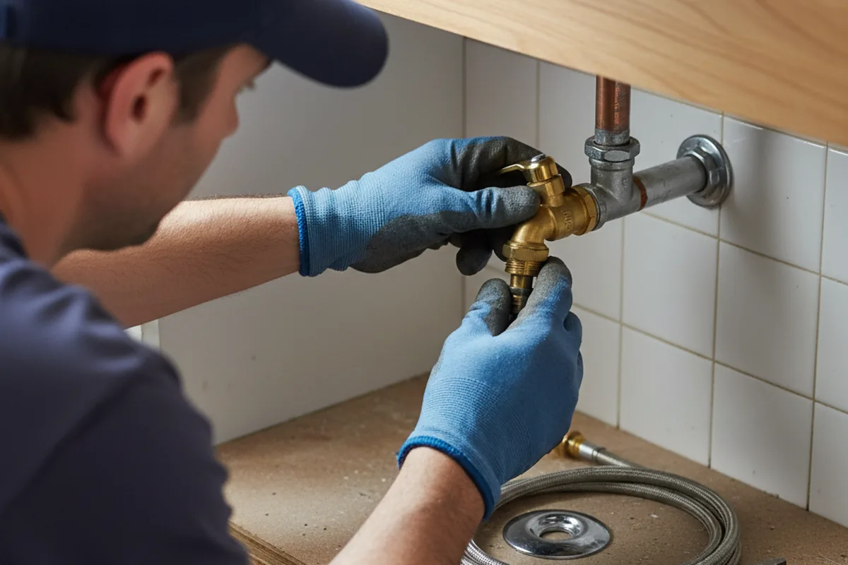 Shutoff valve and fitting work during Emergency Plumbing in Staples